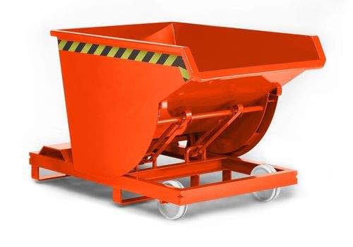 Beistell-Kippbehälter aus Stahl, 750 Liter Volumen, orange
