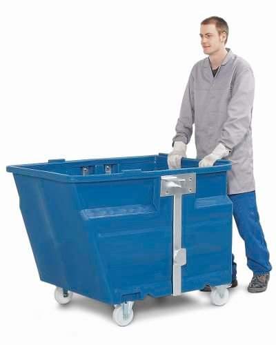 Schüttgutbehälter aus Polyethylen (PE), mit Rollen, 600 Liter Volumen, blau