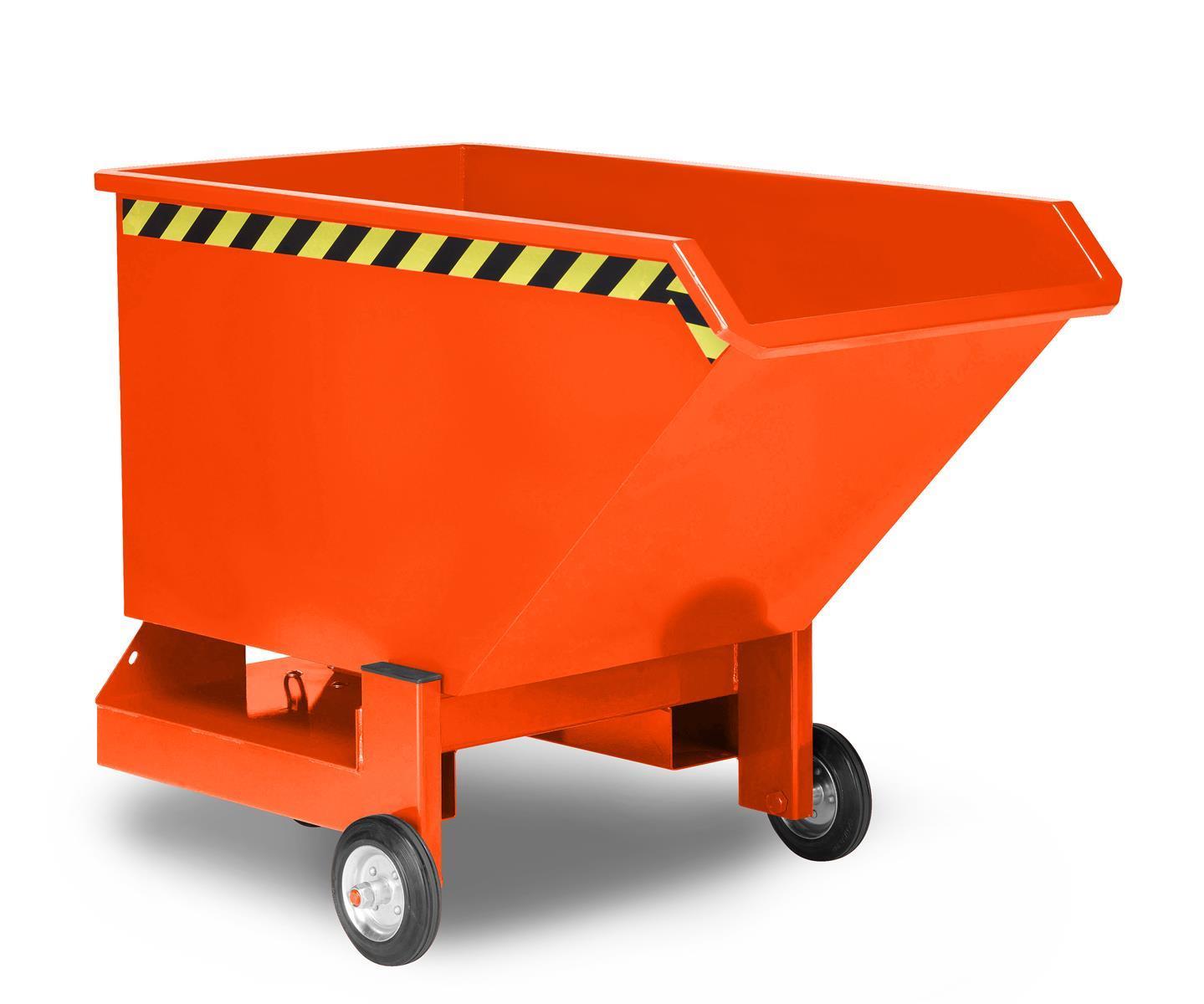 Kippwagen aus Stahl, 250 Liter Volumen, orange