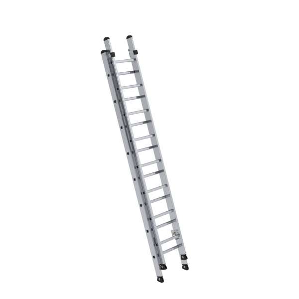 Schiebeleiter, Aluminium, 2-teilig, 2 x 8 Sprossen, rutschsichere nivello®-Leiterschuhe