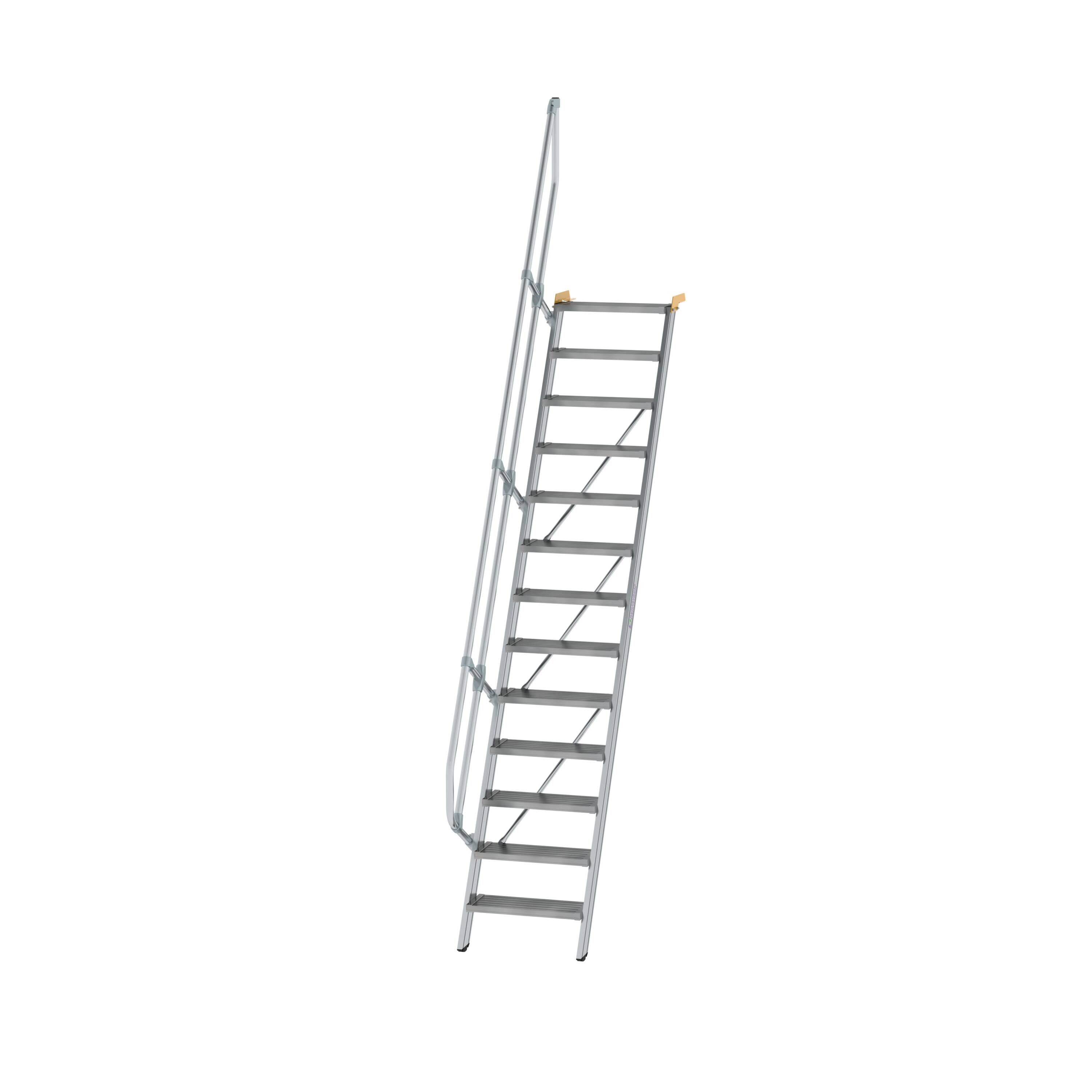 Treppe 60° Stufenbreite 600 mm 13 Stufen Aluminium geriffelt
