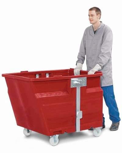 Schüttgutbehälter aus Polyethylen (PE), mit Rollen, 800 Liter Volumen, rot