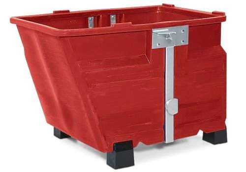 Schüttgutbehälter aus Polyethylen (PE), mit Füßen, 600 Liter Volumen, rot