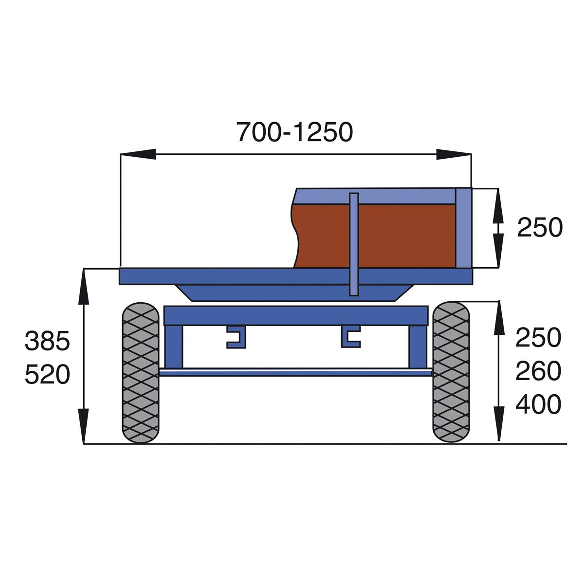 Handpritschenwagen, Traglast 1000 kg, Ladefläche 1600x900 mm, 4 Bordwände, Vollgummi-Räder, RAL 5010